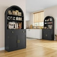 thumbnail image 6 of Akaber 71" Tall Arched Kitchen Pantry Cabinet, Modern Kitchen Storage Cabinets with Hidden Drawer and Spacious Countertop, Wooden Storage Pantry Cabinet for Living Room, Dining Room, Black, 6 of 7