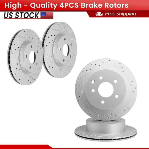 ACB ZONE 4PCS Front Rear Brake Rotors Set, Drilled & Slotted Disc Rotors Kit for Nissan Rogue 2008-2017 Rogue Select 2014-2015