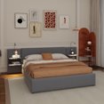 thumbnail image 4 of Queen Size Upholstered Platform Bed with Reading Lights, Drawers, Trundle and Shelves, Gray, 4 of 20