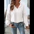 thumbnail image 4 of Blusa Informal Plisada de Larga con Cuello en V y Mangas Abullonadas para Mujer, Estilo Túnica Holgada de Negocios. XL, 4 of 10