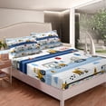 thumbnail image 3 of Erosebridal Construction Bedding Set Queen Truck Bed Sheets Cartoon Cars Tractor Fitted Sheet Construction Bedroom Decor Vehicle Excavator Sheets Yellow Blue White 3 Pcs, 3 of 4