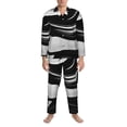 thumbnail image 3 of Sikiie Abstract Black White Swirls Mens Pajama Set, Soft Warm Long Sleeve Sleepwear, Cozy Button-Down Pjs for Men-Small, 3 of 7