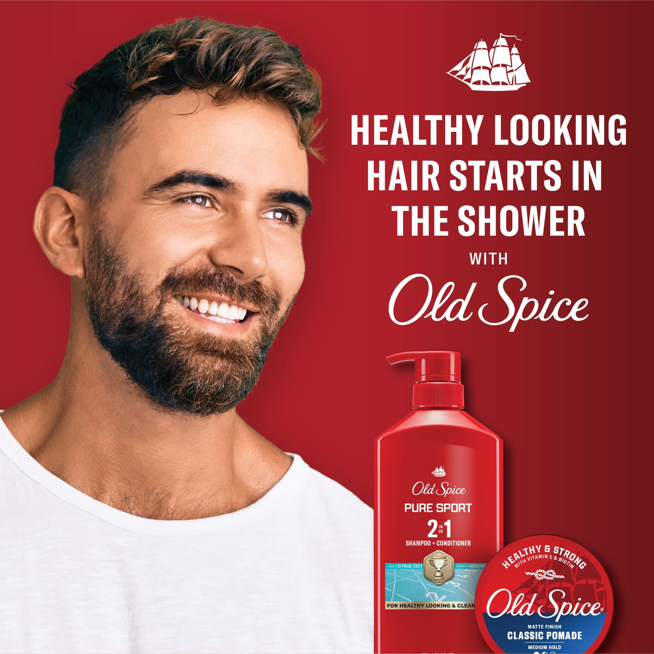 Old Spice Pure Sport 2in1 Mens Shampoo and Conditioner, 13.5 fl oz