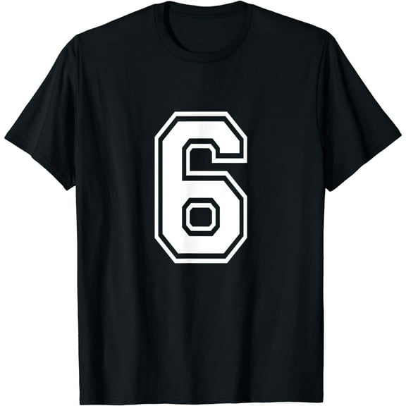t-shirt Number 6 Varsity Sports Team Jersey 6th Birthday 6 Years T-Shirt mens,black,women,funny,men,journey,Crew Neck, Short Sleeve,printing