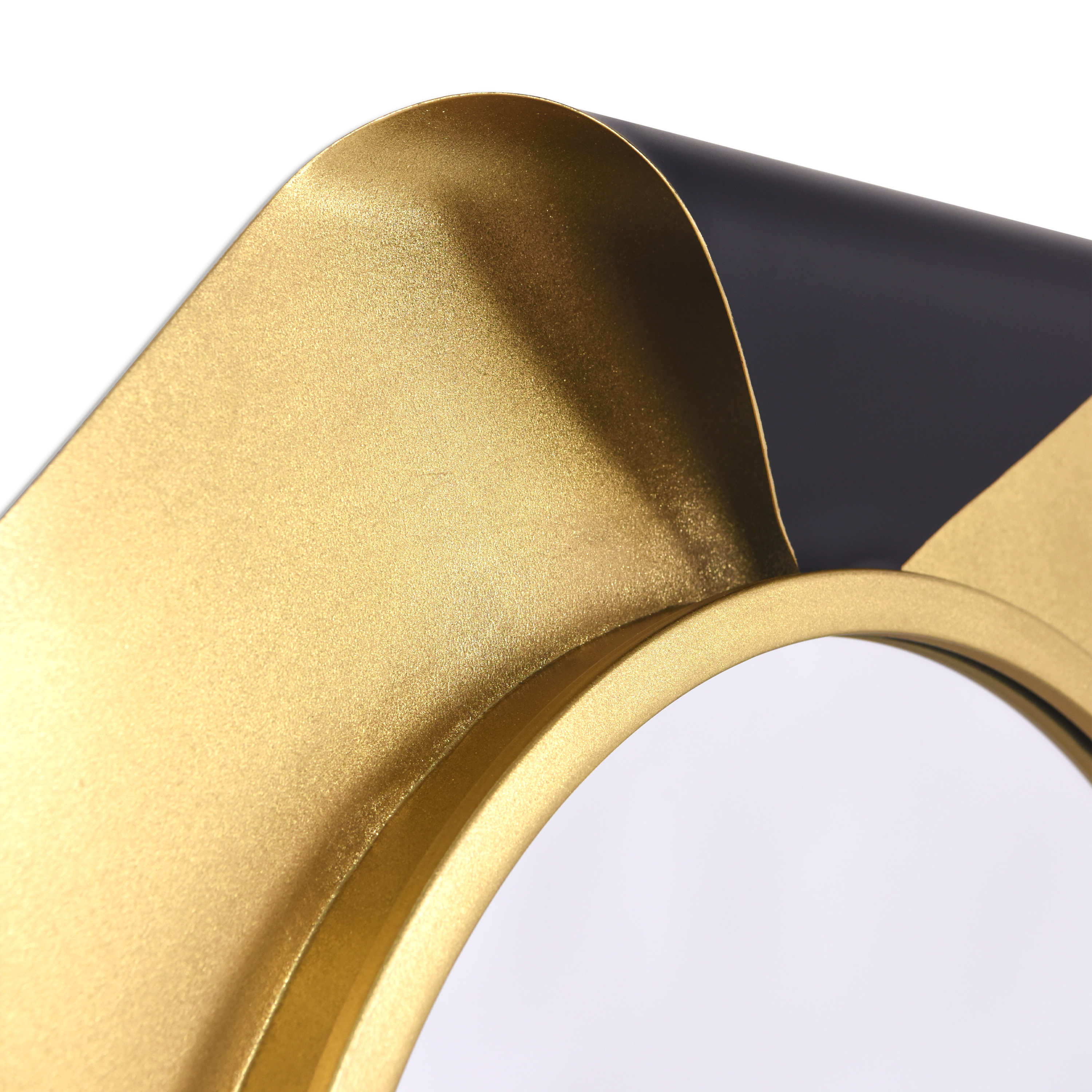 Round Wall Mirror on Gold Foiled Octagon with Curled Metal Frame