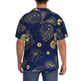 thumbnail image 7 of Goofa Vintage Golden Butterfly Printed Men's Casual Short-sleeved Shirt,Lightweight Breathable Button-down,Summer Casual men's top,Versatile Fashion shirt-Large, 7 of 7