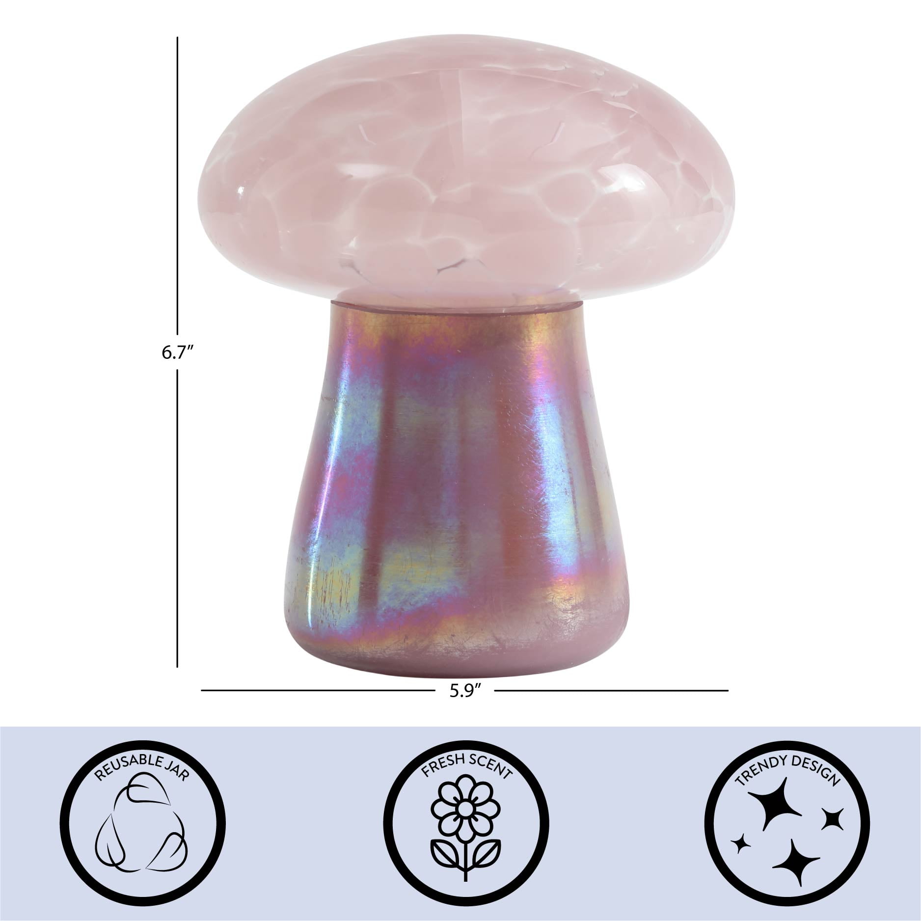 Urban Shop 6.7" x 5.9" Lidded Iridescent Purple Mushroom Candle