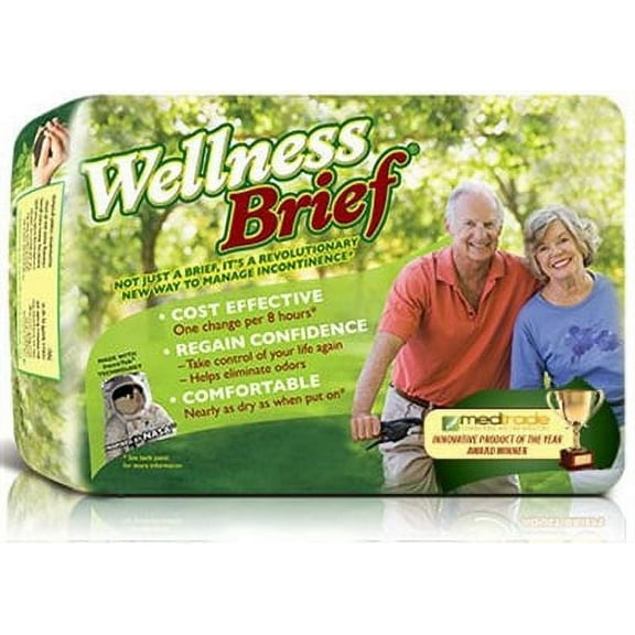 Wellness Brief Original, Adult Diaper, MEDIUM, 24" to 36" Waist, # 3131 - Pack of 20