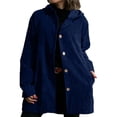 thumbnail image 3 of Chaqueta Informal de Holgada con Capucha y Larga para Mujer, Otoño e Invierno Azul Marino XL, 3 of 6