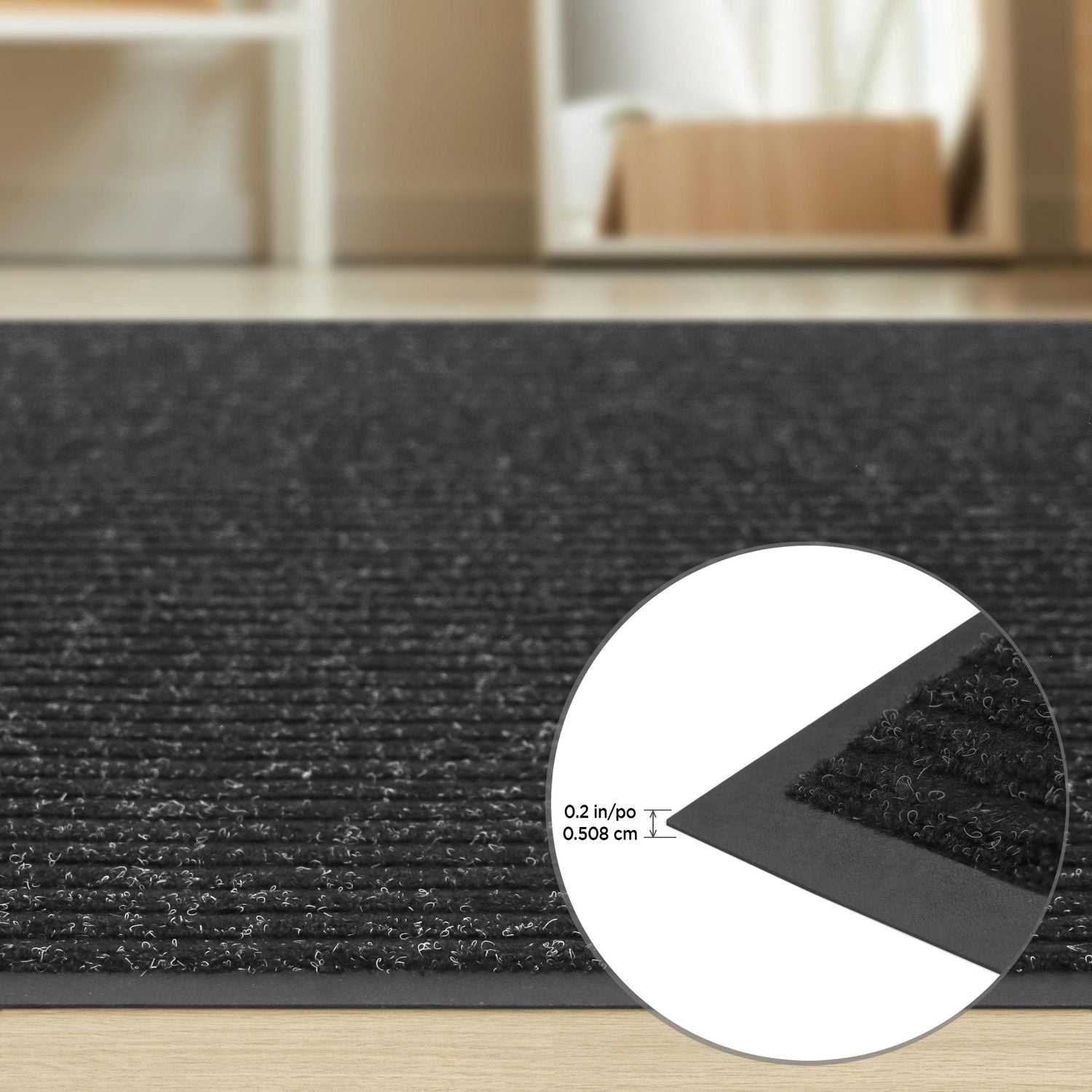 3 ft. x 4 ft. Platinum Needlepunch Charcoal Doormat with Vinyl Backing