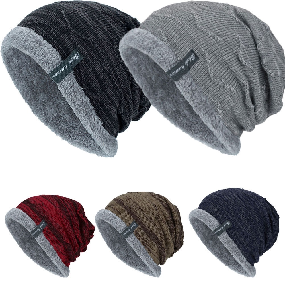 Meihuida Men Baggy Beanie Knit Hat Winter Warm Fleece Wool Cap Slouchy Skull Ski Hat - image 3 of 5