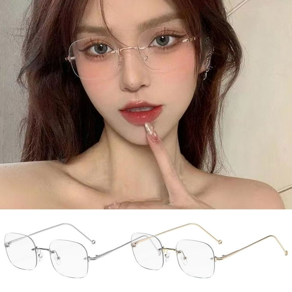 sunsanly Blue Light Blocking Glasses Unisex Large Frame Rimless Clear View Strong Hinge Transparent Eye Protection Clear Bluelight Glasses Spectacles Eyewear