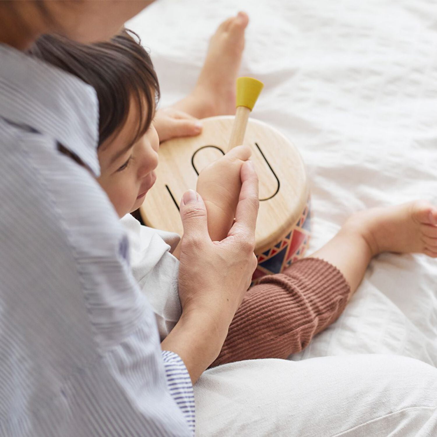PlanToys® Solid Drum Wooden Musical Toy for Toddlers | Pretend Play Instrument for Kids | Eco-Friendly Percussion Toy for Coordination, Creativity & Early Learning Development