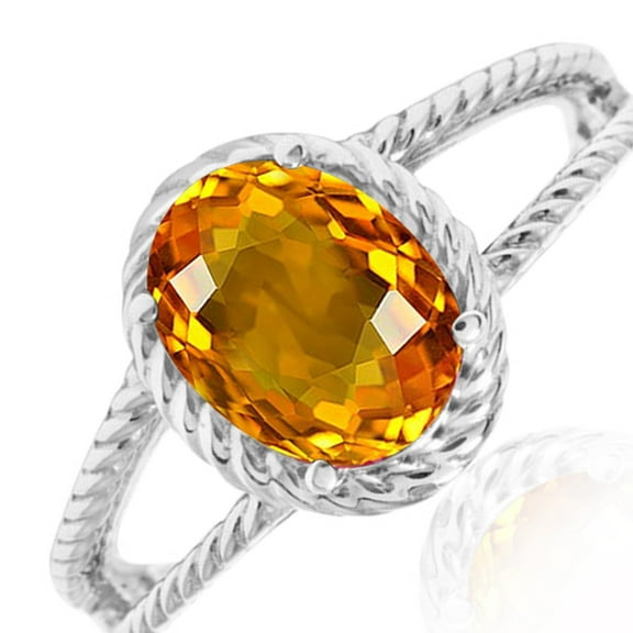 AoneJewelry 1.25 Carat Citrine Oval Shape Ring In 10K Solid Rose, White & Yellow Gold