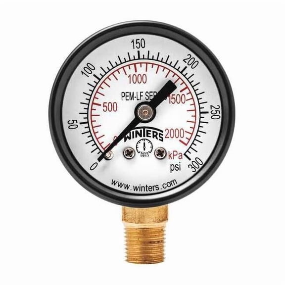 Winters Gauge,Pressure,1-1/2in.,0 to 300 psi PEM1323LF