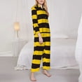 thumbnail image 4 of Kll Bee Stripe Print Women'S Long Sleeve Pajamas With Pants Sleepwear Loungewear 2 Set-Xx-Large, 4 of 9
