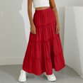 thumbnail image 2 of vdgthytj Maxi Skirt for Girls Summer Boho Ruffle Tiered Elastic Waist Casual A-Line Flowy Vacation Party Long Skirts, 2 of 8