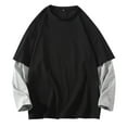 thumbnail image 5 of T Shirts for Men Casual Tops Winter Fall Long Sleeve Fashion Simple Fake Two Piece Pullover Round Neck Bottoming Shirt T-shirt Top, 5 of 5