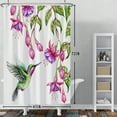 thumbnail image 5 of MIZHONA Purple Floral Shower Curtain with Hummingbird for Bathroom Waterproof Washable Polyester with Hooks 47"x64", 5 of 5