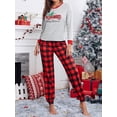 thumbnail image 6 of Franhais 2Pcs Women Pajama Loungewear Set Set Long Sleeve Truck Print Tops Plaid Pants Sleepwear Sets, 6 of 9