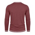 thumbnail image 6 of JIAYUE Men's T Shirt Contrast Color Trim Henley Long Sleeve Shirts V Neck Buttons Placket Slim Fit Casual Pullover Tops For Commute Travel And Everyday Comfortable Wear, 6 of 7