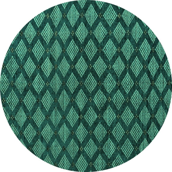 Ahgly Company Machine Washable Indoor Round Abstract Turquoise Blue Modern Area Rugs, 5' Round
