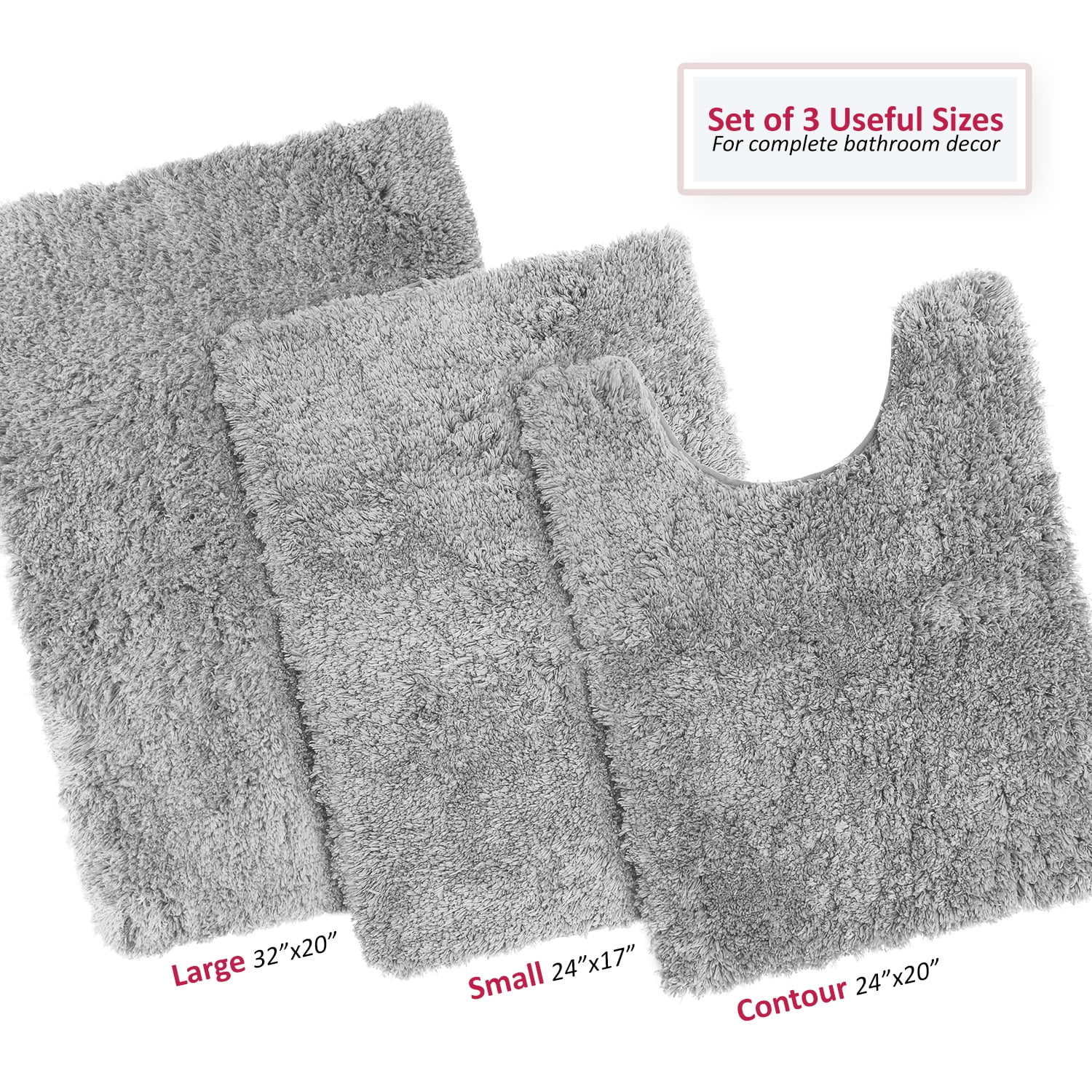 Clara Clark 3-Piece Bathroom Linen & Accessory Set with Absorbent Microfiber Bath Mats