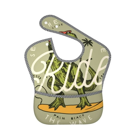 

Bingfone Mess-Proof Baby Bib - Waterproof Bib For Baby Boy Or Girl With Food Catcher Pocket Unisex-Dinosaur