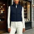 thumbnail image 7 of Smupbvky Cropped Vest for Women Zip Up Sleeveless Quilted Jacket Lightweight Mock Neck Winter Outerwear for Layering (XL, Navy), 7 of 7