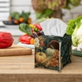 thumbnail image 3 of Psesaysky Waterproof Tissue Box Cover, Square PU Leather Car Tissue Holder, Thanksgiving Decorative Facial Paper Organizer Dispenser for Bathroom, Night Stands, Desk, 5.1X5.1X5.5'' -Pumpkin Corn, 3 of 7