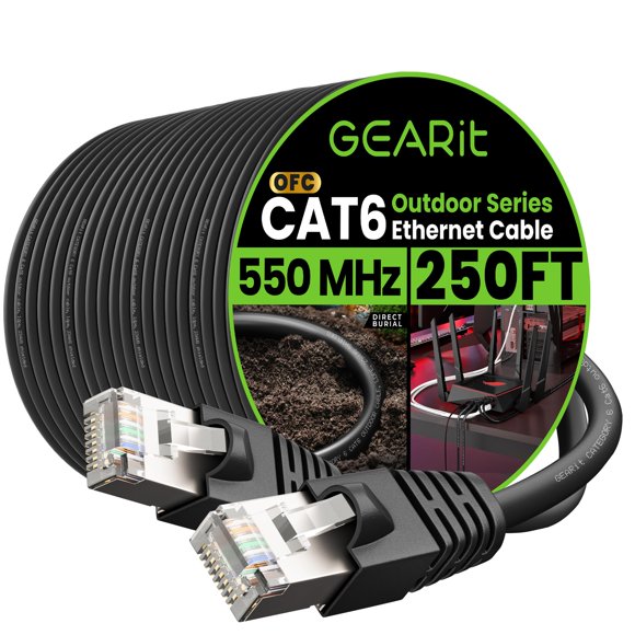 Cable Ethernet GearIt Cat6 Outdoor 250 pies (76 m) 23 AWG Pure Co