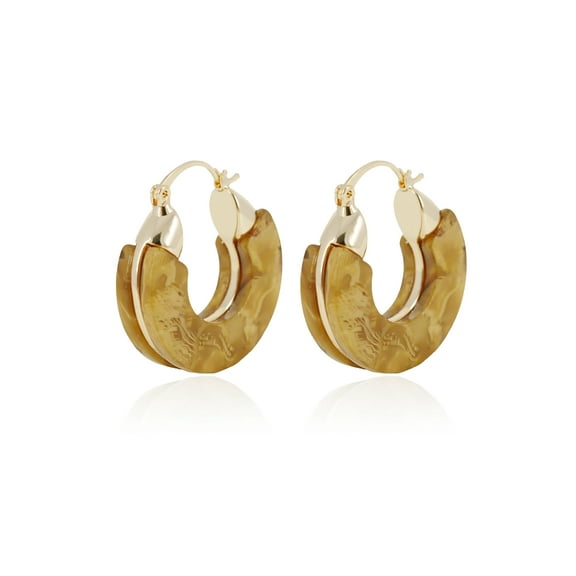 Time and Tru Women's Resin and Metal Hoop Earrings