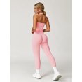 thumbnail image 5 of IDOPIP 2 Piece Workout Sets for Women Seamless Halter V-Neck Tank Top Scrunch Butt Lifting High Waist Leggings Gym Sets Active Wear Sports Outfit L Peach Pink, 5 of 6