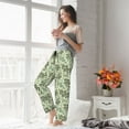 thumbnail image 4 of Uemuo Green Snake Pattern Women's Wide Leg Palazzo Lounge Pants with Pockets Light Weight Loose Comfy Casual Pajama Pants-XX-Large, 4 of 9