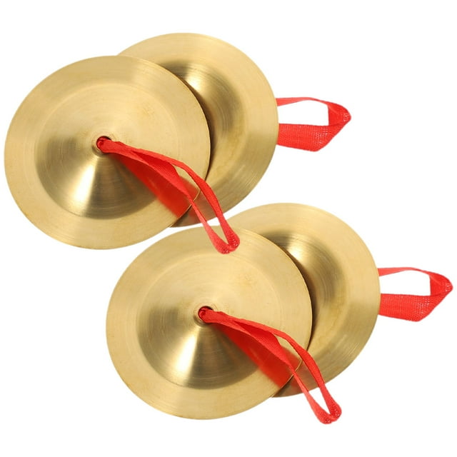 QUMIIRITY 2 Paires de Petites Cymbales en Cuivre et Nylon Instrument Portable Durable pour Danser