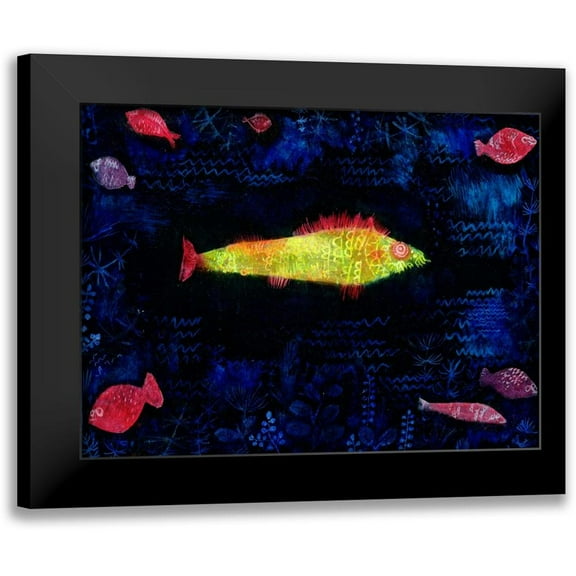 Klee, Paul 14x12 Black Modern Framed Museum Art Print Titled - The Goldfish