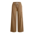 thumbnail image 5 of YHAJDS Women Straight Wide Leg Joggers Comfort Loose Fit Elastic Waist Solid Color Outdoor Casual Bottoms With Side Pockets, 5 of 8