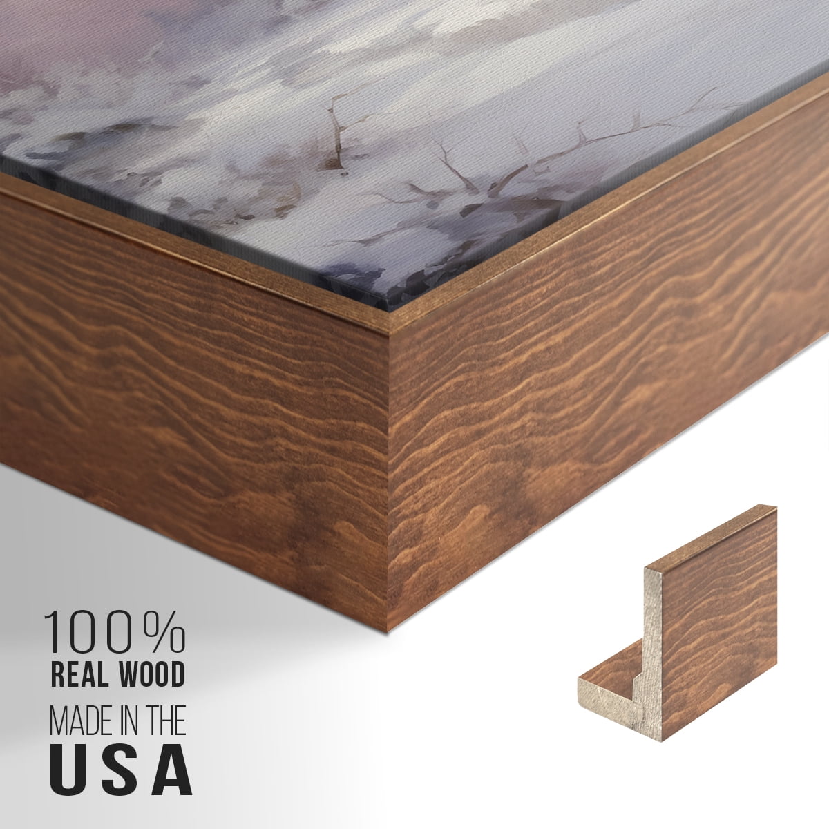 Vintage Landscape-CXCV By Wexford Home Framed in Walnut Wood Gallery Wrapped Canvas 27 in. x 41 in.