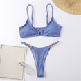 thumbnail image 3 of Women Sexy Anti-strip Solid Color Cut Out High Cut Lace Up Two Piece Bikini Set, 3 of 6