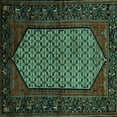 thumbnail image 1 of Ahgly Company Machine Washable Indoor Square Persian Turquoise Blue Traditional Area Rugs, 6' Square, 1 of 4
