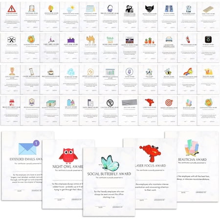 Tenare 48 Pcs Funny Recognition Awards for Employees 250GSM Cardboard Motivational Employee Appreciation Certificates Gifts Bulk 11 x 8.5 Inch Recognition Award Gifts for Staff Company Team Member