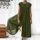 thumbnail image 1 of ICHUANYI Clearance Women Casual Solid Cotton Linen Romper Long Playsuit Zipper Short Sleeve Jumpsuit(Green, M) ICHUANYI WER2023080700605, 1 of 6