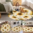 thumbnail image 5 of Summer Sunflowers Round Area Rug 3.3 FT, Non Slip Small Entryway Kitchen Mat, Pastoral Rose Floral Farmhouse Vintage Washable Soft Circular Rug Non-Shedding Door Mat for Bathroom Playroom Kids Room, 5 of 9