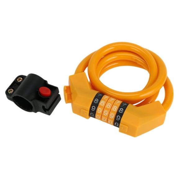 Unique Bargains Extended Bike Padlock Cable Lock Spiral Lock Heavy Duty Resettable 5 Digit Bike Lock 130cm Orange 1 Set
