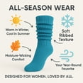 thumbnail image 2 of Slouch Socks for Women Extra Heavy Extra Long Shoe Size 5-10 - (Turquoise, 6 Pair), 2 of 5