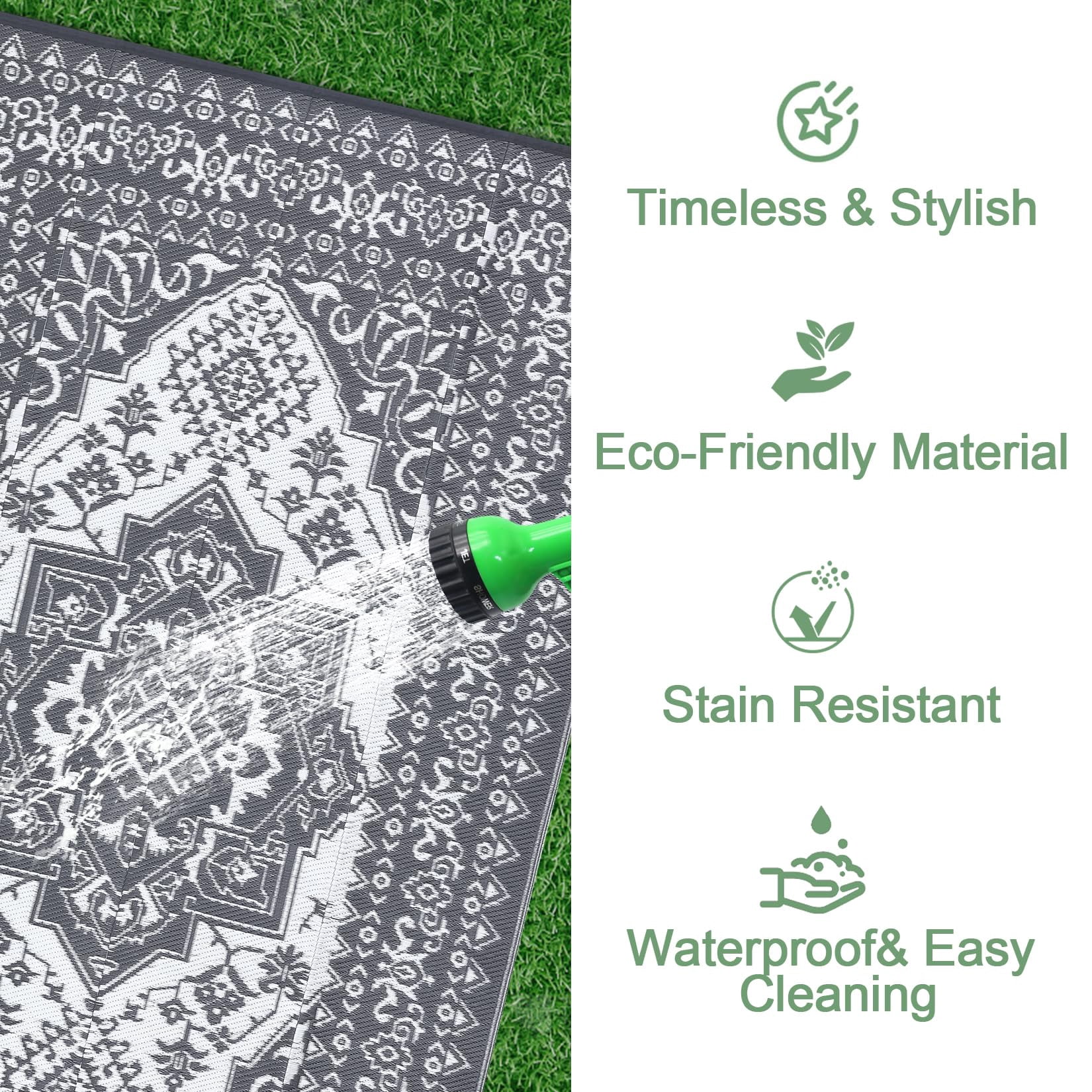 Danolapsi Outdoor Rugs 8x10 Waterproof Reversible Outdoor Plastic Straw Rug Vintage Retro Patio Rug Indoor Outdoor Carpet RV Mat Outside,Lightweight Portable Carpet with Storage Bag for Patio Camp