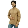 thumbnail image 2 of Atasi Ethnic Men's Short Kurta Light Brown Mandarin Collar Cotton Shirt-XXX-Large, 2 of 7