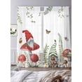 thumbnail image 3 of Dwarfs Mushrooms Sheer Curtains for Living Room Bedroom, Spring Plant Leaf Butterfly Light Filtering Sheer Curtains, Rod Pocket Voile Window Drapes, 2 Panels Set 52"x 96", 3 of 7