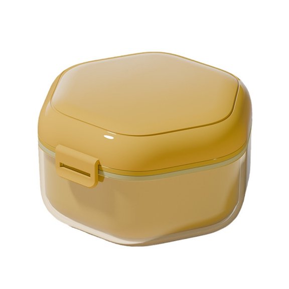 Denture Case Multipurpose Orthodontic Dental Retainer Box with Basket Tray Portable Soaking Denture Bath for Storage Ortho Retainers