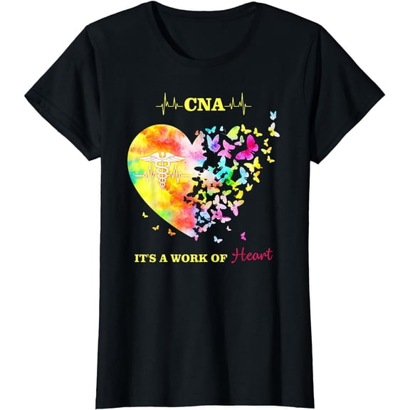 CNA It's A Work Of Heart Butterfly Nurse T-Shirt